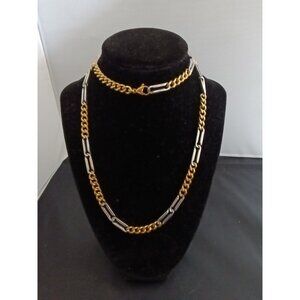 Foss Stainless Steel Silver And Gold Tone Necklace Unisex 28" XLong